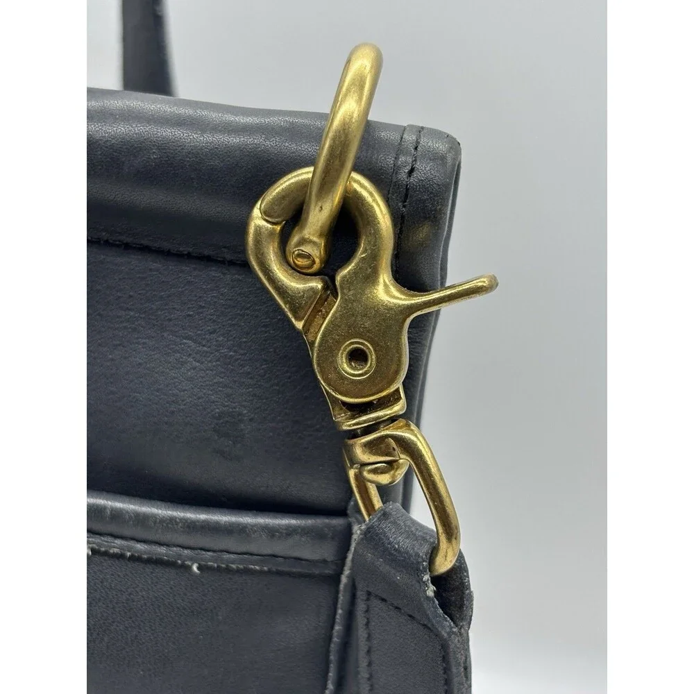 Vintage Coach Willis 9927 Blue Leather Crossbody Bag Purse USA Brass